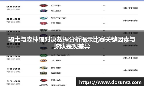骑士与森林狼对决数据分析揭示比赛关键因素与球队表现差异